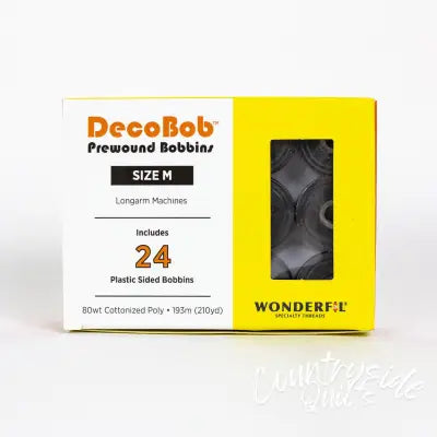 DecoBob Prewound Bobbins Size M 24ct Dark Grey