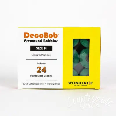 DecoBob Prewound Bobbins Size M 24ct Emerald Green