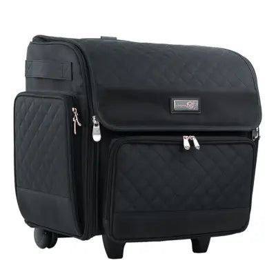Deluxe Rolling Craft Tote Black Quilted