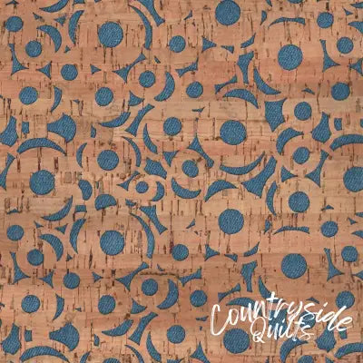 Denim Canvas Backed Cheery O's Pro Cork 1/2 yard