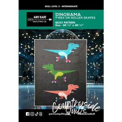 Dinorama - T-Rex on Roller Skates Quilt Pattern