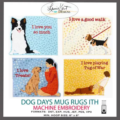 Dog Days Mug Rugs ITH-Embroidery