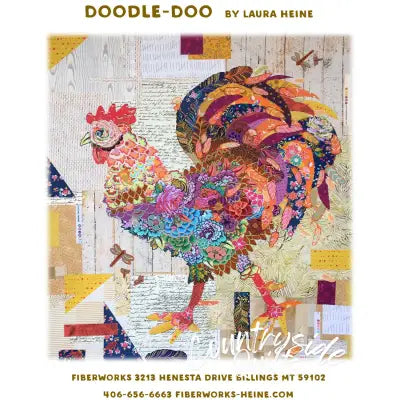 Doodle Doo Rooster Collage Pattern