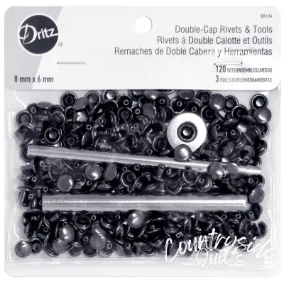 Double Cap Rivets Gunmetal Includes Rivets & Tools