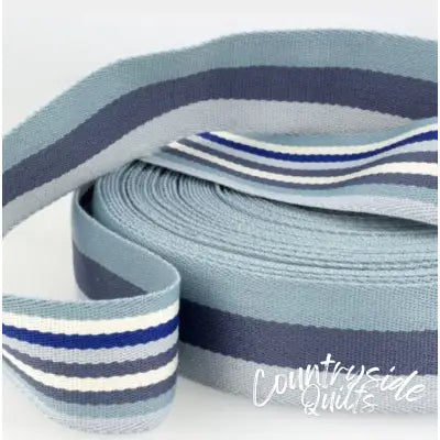 Double Sided Striped Webbing 40mm Blues