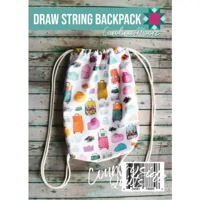 Draw String Backpack - Postcard Pattern