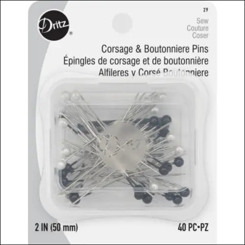 Dritz 2’’ Corsage and Boutonniere Pins Black & White 40