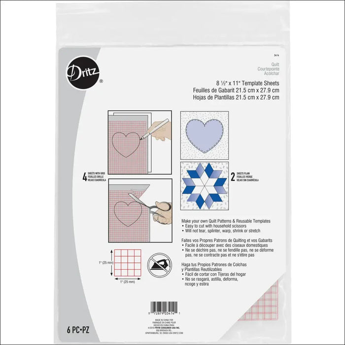 Dritz Non-Slip Vinyl Template Sheets 8-1/2’’ x 11’’ 6/pkg