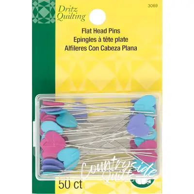 Drtiz 2’’ Flat Heart Head Pins Assorted 50 pc 3069