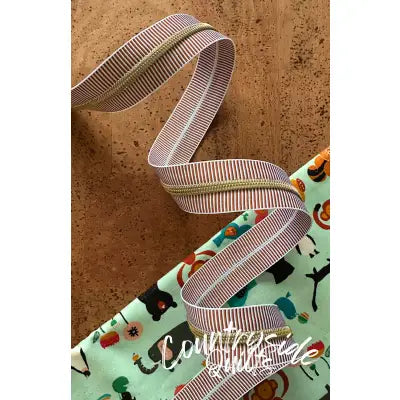Earth Stripe Zipper Tape With Gold Teeth