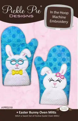 Easter Bunny Oven Mitts In the Hoop Machine Embroidery Design Set