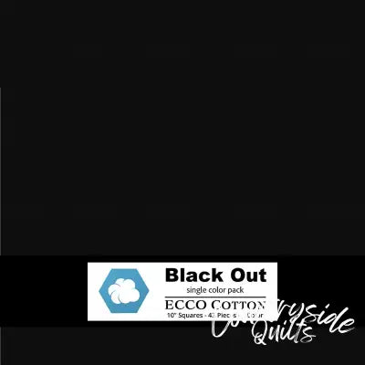 Ecco Cotton Solids Black Out 10in Squares 42pc