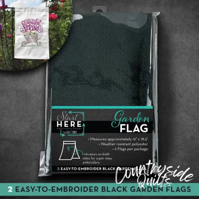 Embroidery Blank Garden Flag Black 12in x 18in 2pk