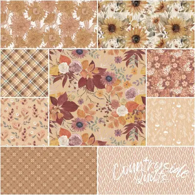 Evening on the Prairie 1 Yard Bundle Beige, 9 Pcs.