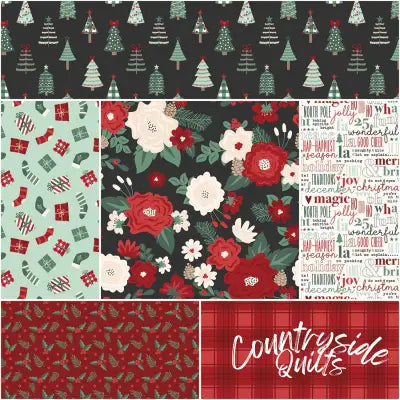 Evergreen Wishes 1 Yard Bundle Black, 6 Pcs.