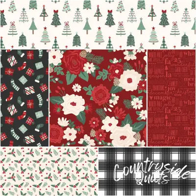 Evergreen Wishes 1 Yard Bundle Red, 6 Pcs.