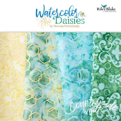 Expressions Batiks Watercolor Daisies Fat Quarter Bundle, 24 Pcs.
