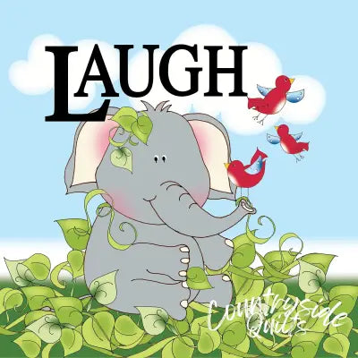 Fabric Art Panel 6in Elephant Laugh