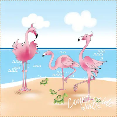 Fabric Art Panel 6in Flamingos