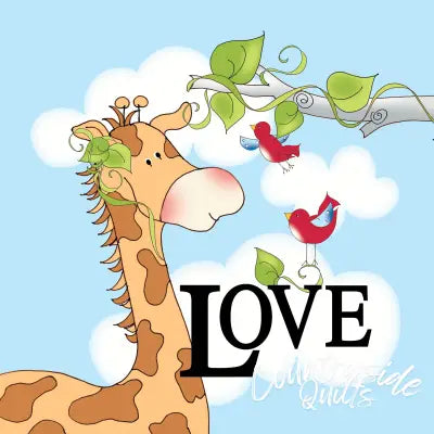 Fabric Art Panel 6in Giraffe Love
