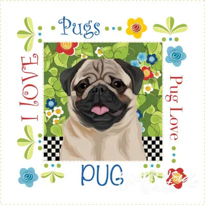 Fabric Art Panel 6in Pug