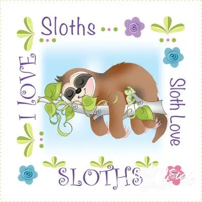 Fabric Art Panel 6in Sloth Love
