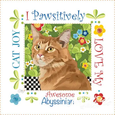 Fabric Art Panel 6in Square Abyssinian Cat
