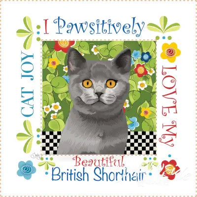 Fabric Art Panel 6in Square B.Shorthair Cat