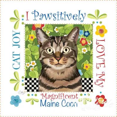 Fabric Art Panel 6in Square M.Coon