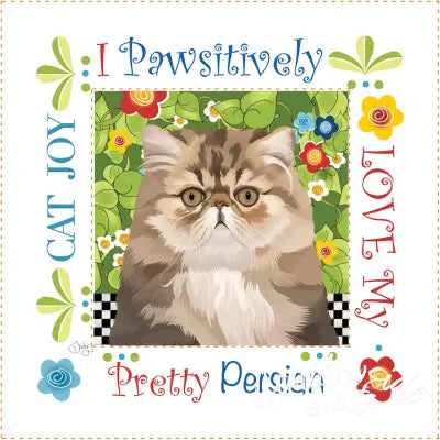 Fabric Art Panel 6in Square Persian Cat