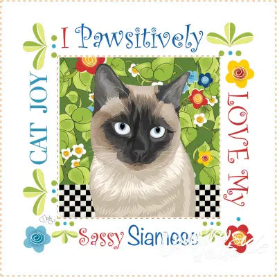 Fabric Art Panel 6in Square Siamese Cat