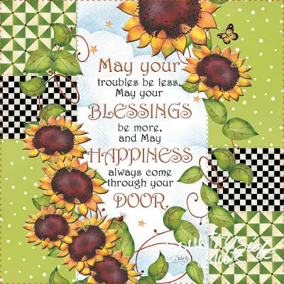 Fabric Art Panel 6in Sunflower Blessing