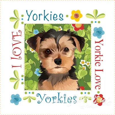 Fabric Art Panel 6in Yorkie