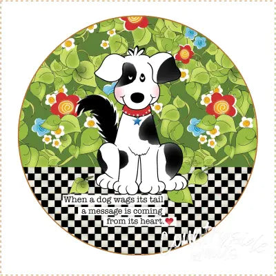 Fabric Panel 5in Round Dog