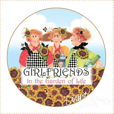 Fabric Panel 5in Round Gardening 3 Girls