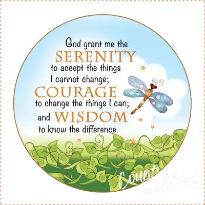 Fabric Panel 5in Round Serenity Prayer