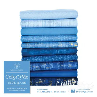 Fat Quarter bundle, Color Me Blue Jeans, 10pcs/bundle