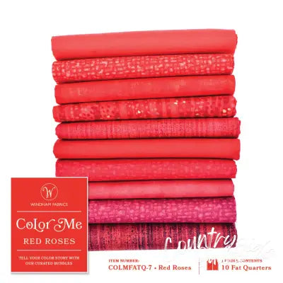 Fat Quarter bundle, Color Me Red Roses, 10pcs/bundle