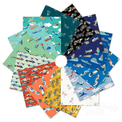 Fat Quarter Full Speed Ahead, 14pcs/bundle