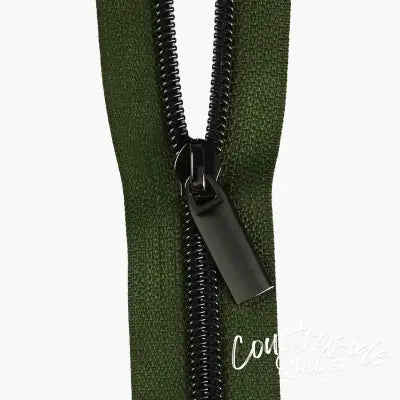 Fern #5 Nylon Gunmetal Coil Zippers: 3 Yards With 9 Pulls