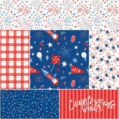 Firecracker 1 Yard Bundle Blue, 6pcs