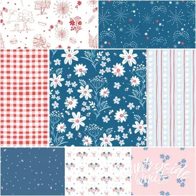 Firework Fields 1 Yard Bundle Coastal Blue, 8pcs