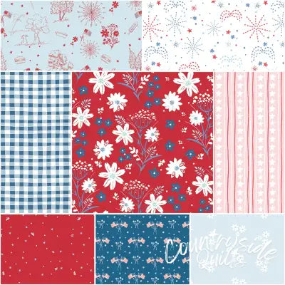 Firework Fields 1 Yard Bundle Red, 8pcs