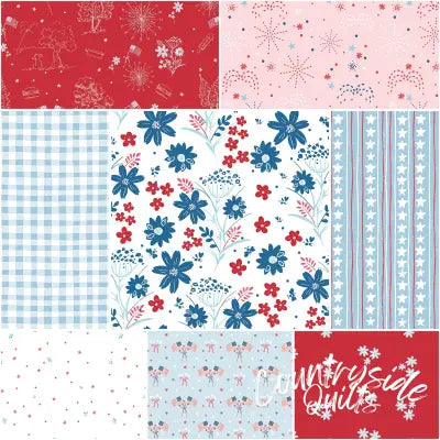 Firework Fields 1 Yard Bundle White, 8pcs