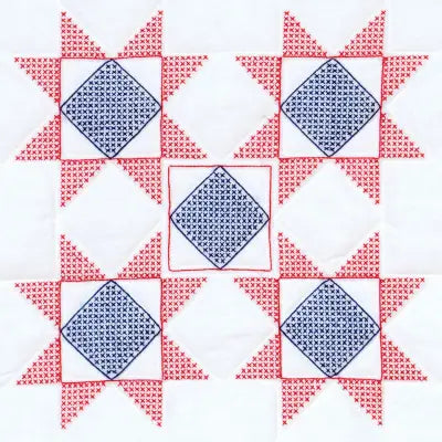 Five Cross-Stitch Stars 18" Quilt Blocks