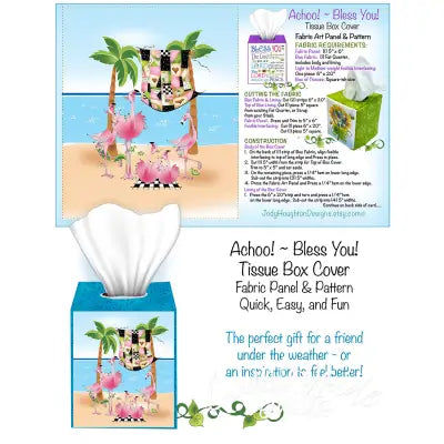 Flamingo Tissue Box Cover Panel and Pattern
