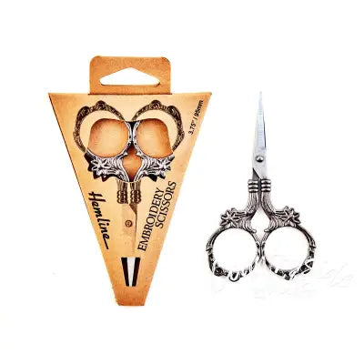 Floral Design Embroidery Scissors, Gun Black Metal 3.75in