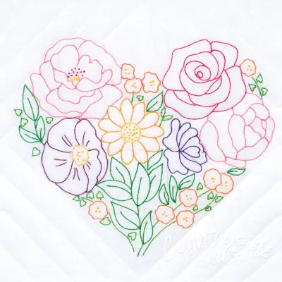 Floral Heart 18in Quilt Blocks