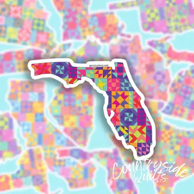 Florida State Quilt Stickers 6pk