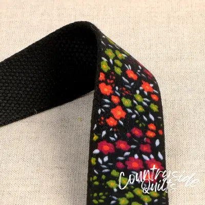 Flowered Webbing on White 1-3/16in x 22yds